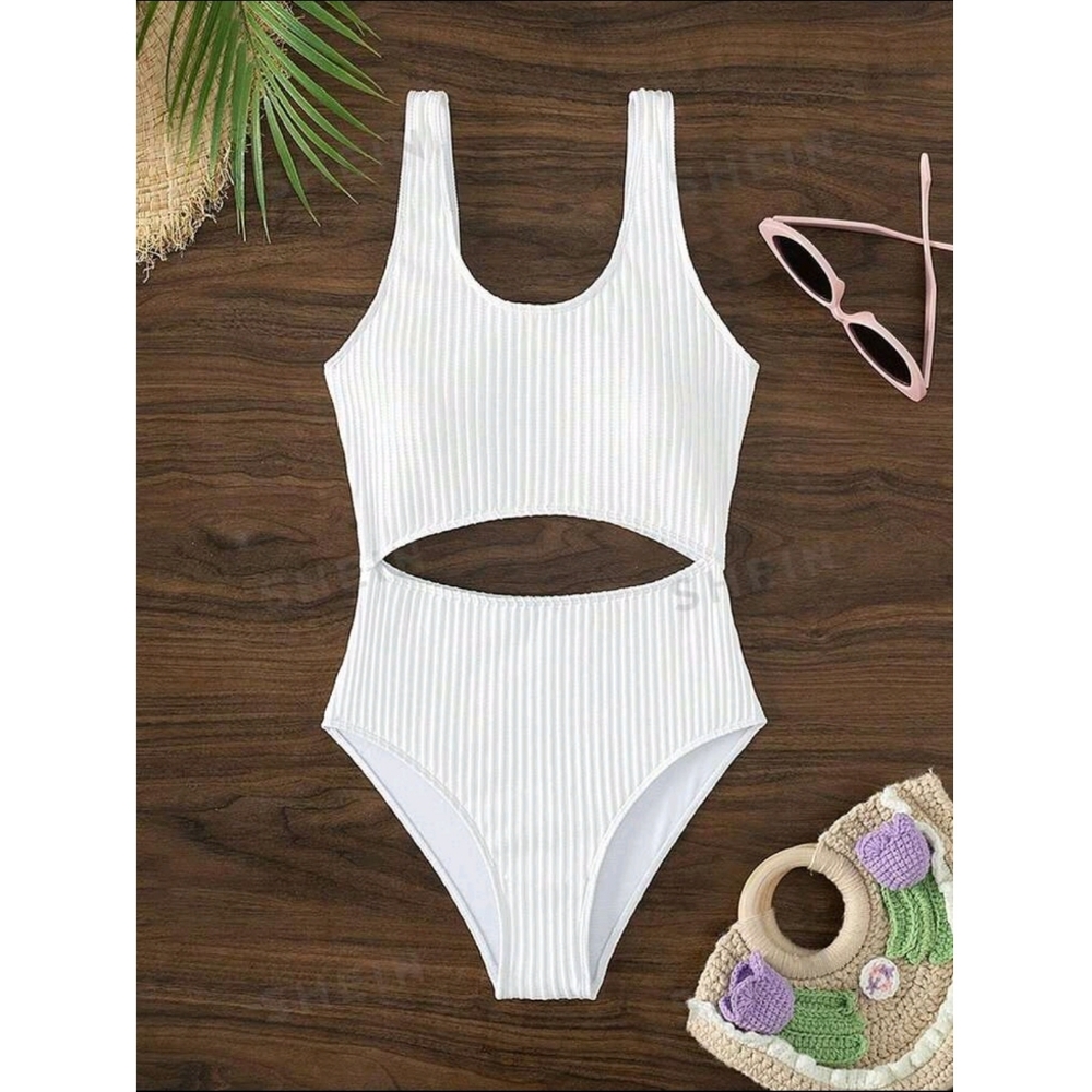 SHEIN Swim Summer Beach Cut Out Waist One Piece Swimsuit